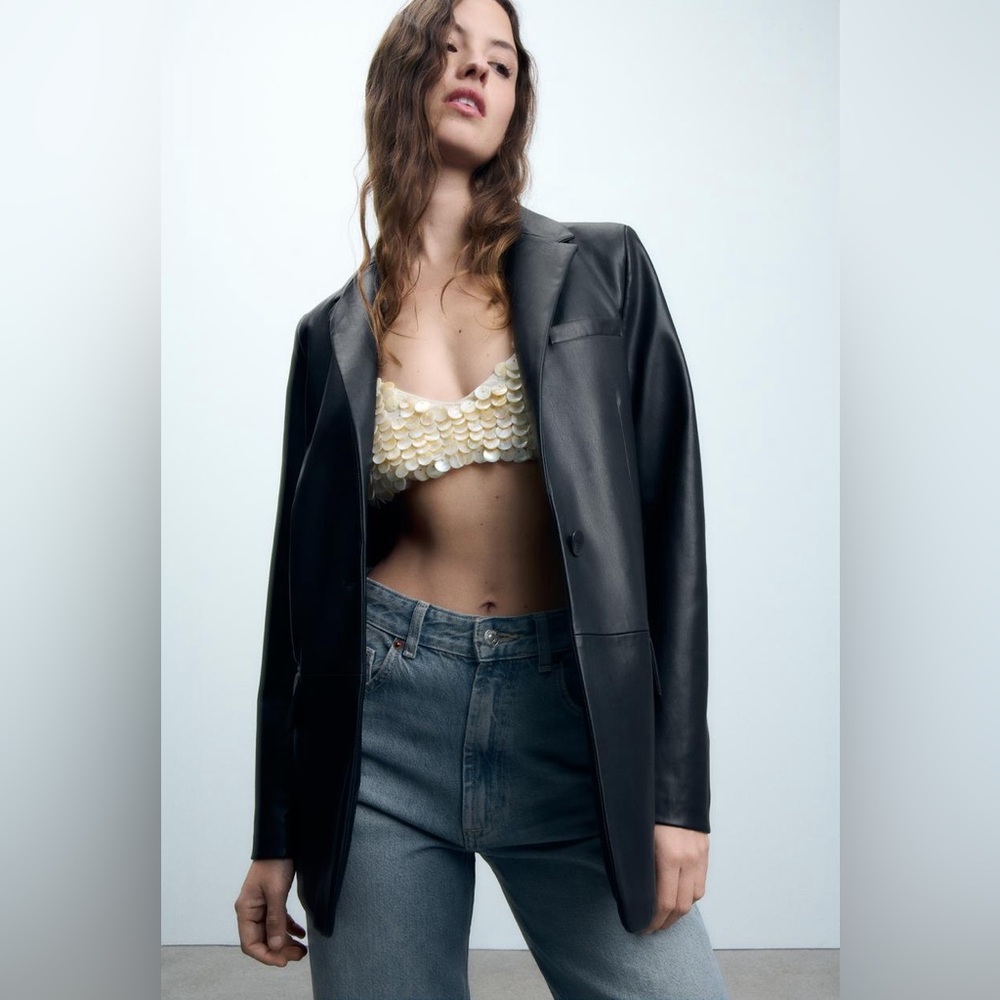 Zara Faux Leather Blazer - XL